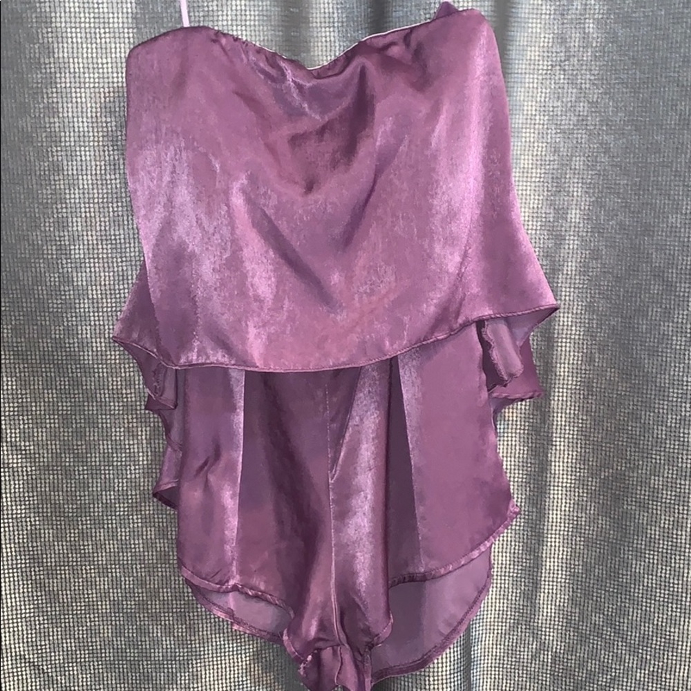 Purple Strapless Romper